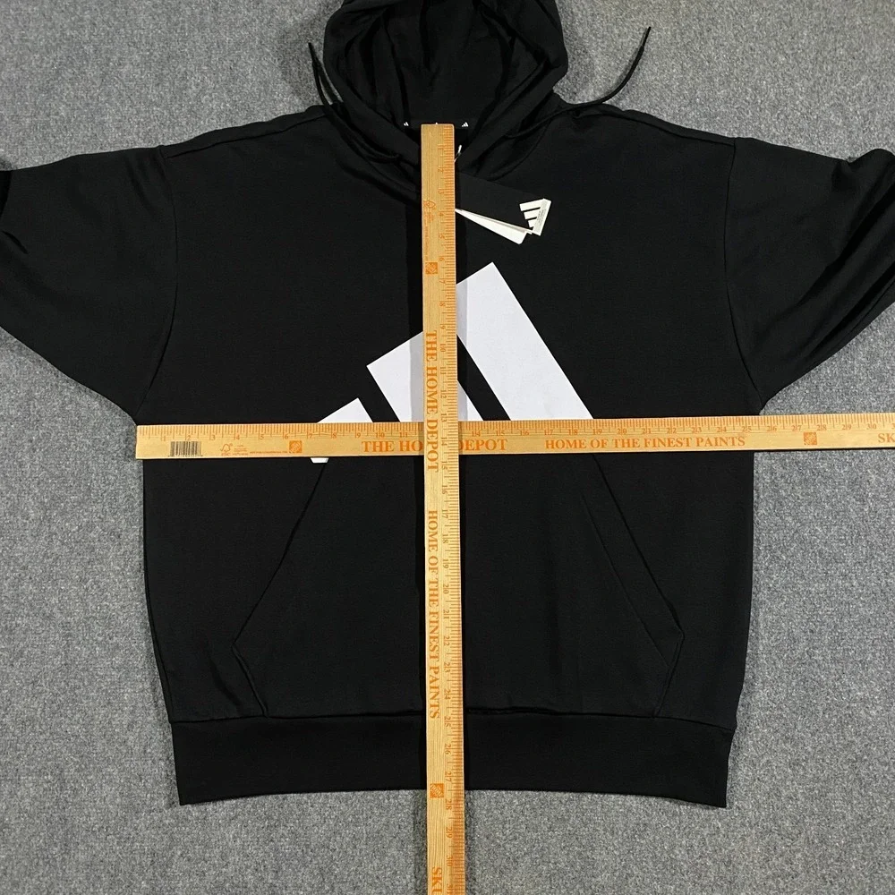 Adidas Trefoil Big Logo Sweatshirt Hoodie Mens XL Black White Fleece Pullover